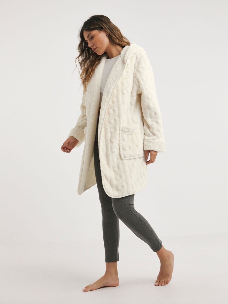 Simply Be Cream Pretty Secrets Oversized Fleece Cardigan - Image 3 of 4