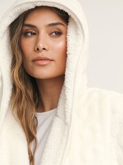Simply Be Cream Pretty Secrets Oversized Fleece Cardigan - Image 4 of 4