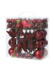 Decoris Red 67 Piece Shatterproof Christmas Tree Decorations and Baubles - Image 3 of 3