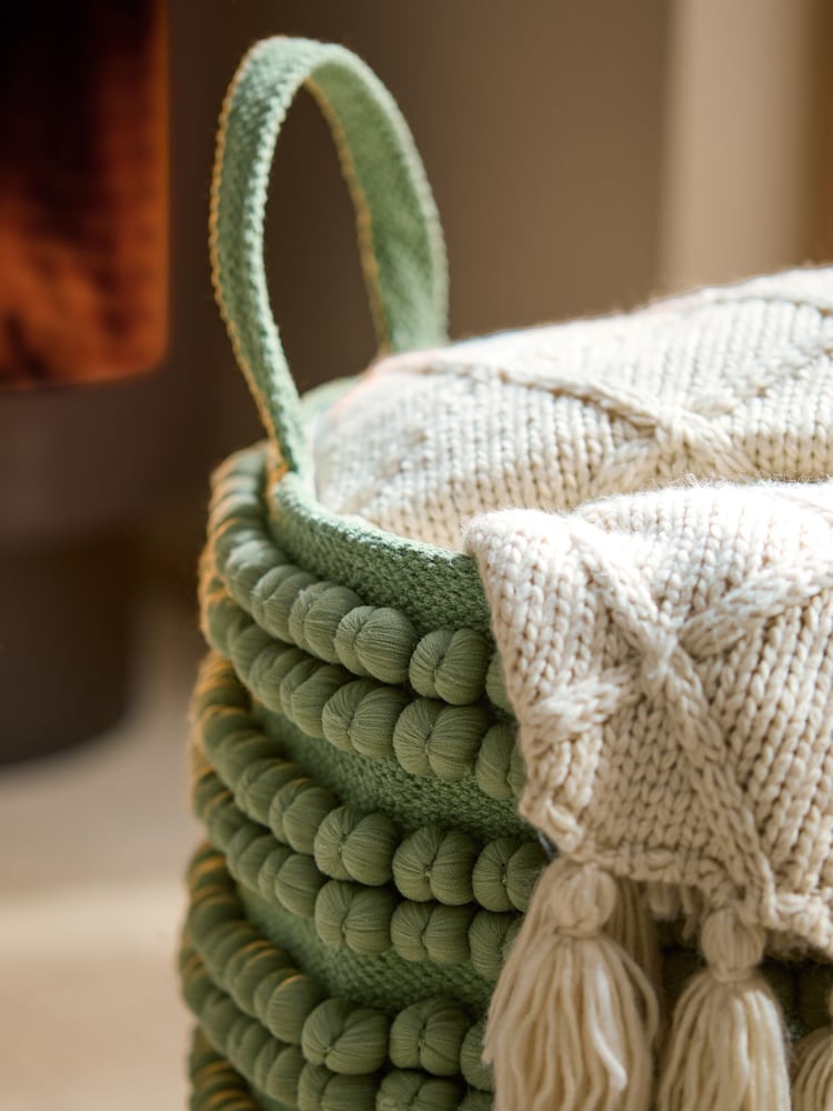 Sage Green Bobble Storage Basket - Image 2 of 3