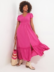 Joe Browns Pink Petite Colourblock Boho Maxi Dress - Image 1 of 4