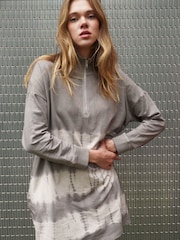 Religion Natural Tie Dye Bliss 100% Cotton Jersey Tunic with Zip Funnel Neck - Image 1 of 8