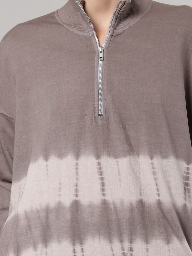 Religion Natural Tie Dye Bliss 100% Cotton Jersey Tunic with Zip Funnel Neck - Image 8 of 8