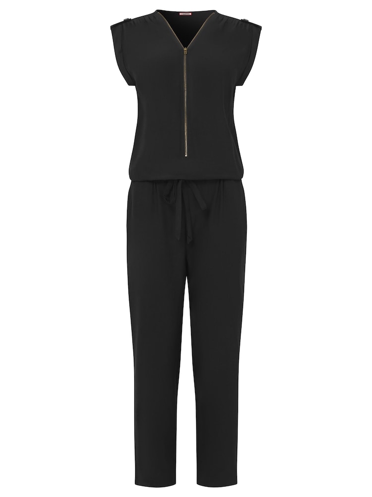 Joe Browns Black Petite Relaxed Fit Zip Front Jumpsuit - Image 4 of 4