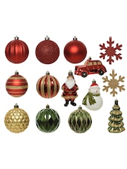 Decoris Red/Green Decoris 25 Piece Shatterproof Christmas Baubles - Image 2 of 3