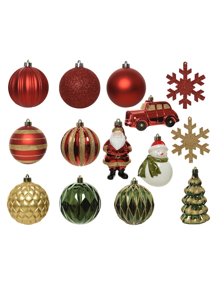 Decoris Red/Green Decoris 25 Piece Shatterproof Christmas Baubles - Image 2 of 3