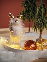 Decoris White Terracotta Christmas Deer Decoration - Image 1 of 2