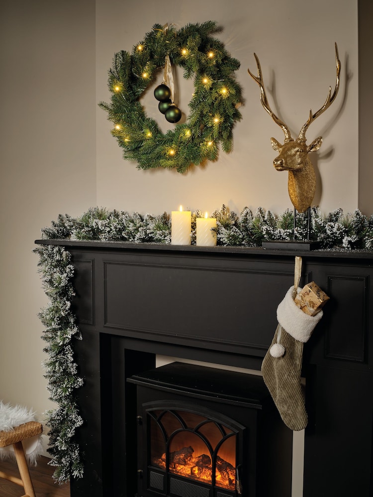 Everlands Green/White Finley Frosted Indoor Christmas Garland - Image 1 of 2