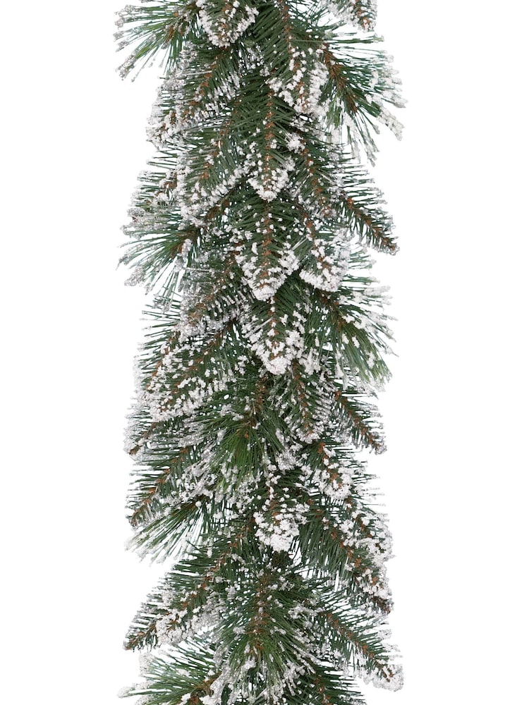 Everlands Green/White Finley Frosted Indoor Christmas Garland - Image 2 of 2