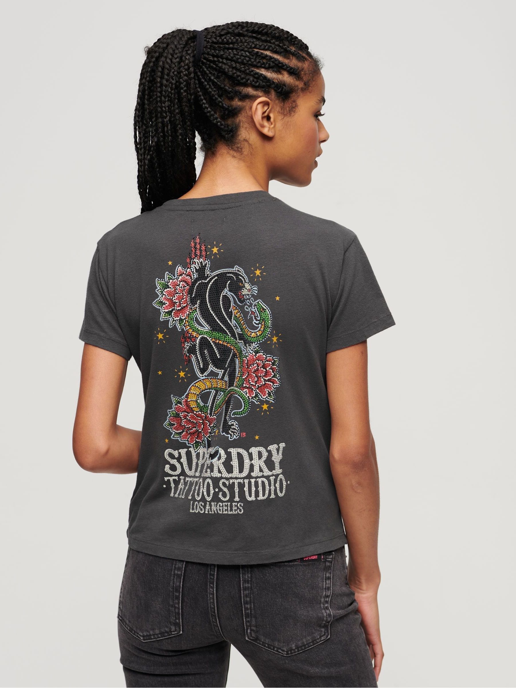 Buy Superdry Grey Tattoo Rhinestone T-Shirt from Next Luxembourg