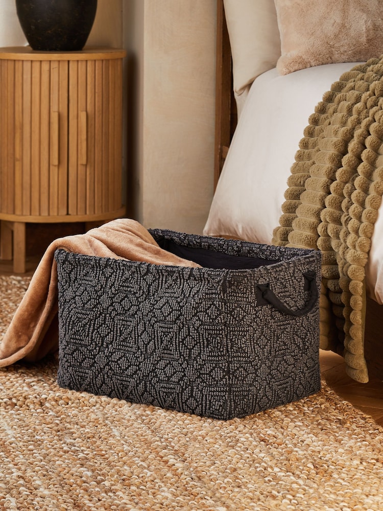 Black Aztec Fold Flat Storage Basket - Image 1 of 5