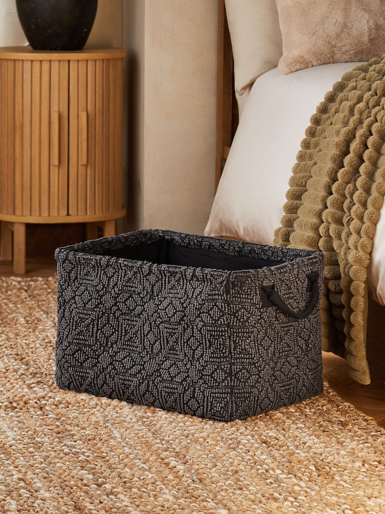 Black Aztec Fold Flat Storage Basket - Image 2 of 5