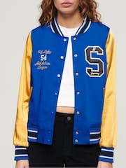 Superdry Blue Luxe Varsity Jacket - Image 1 of 6