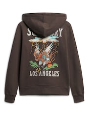 Superdry Brown Tattoo Rhinestone Backprint Zip Hoodie - Image 5 of 7