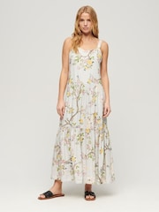 Superdry Grey Woven Tiered Maxi Dress - Image 1 of 5