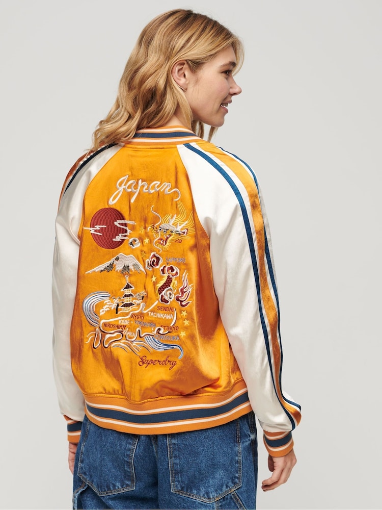 Superdry Orange Suikajan Embroidered Bomber Jacket - Image 2 of 6