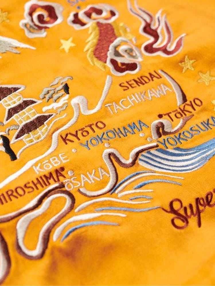 Superdry Orange Suikajan Embroidered Bomber Jacket - Image 6 of 6