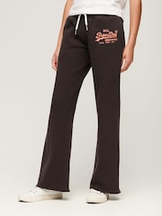 Superdry Brown Neon Vintage Logo Low Rise Flare Joggers - Image 1 of 4