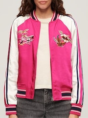 Superdry Pink Suikajan Embroidered Bomber Jacket - Image 1 of 6