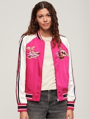 Superdry Pink Suikajan Embroidered Bomber Jacket - Image 2 of 6