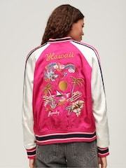 Superdry Pink Suikajan Embroidered Bomber Jacket - Image 3 of 6