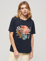 Superdry Blue 100% Cotton Tokyo Relaxed T-Shirt - Image 1 of 6