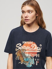 Superdry Blue 100% Cotton Tokyo Relaxed T-Shirt - Image 3 of 6