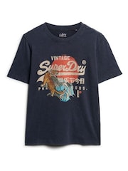 Superdry Blue 100% Cotton Tokyo Relaxed T-Shirt - Image 4 of 6