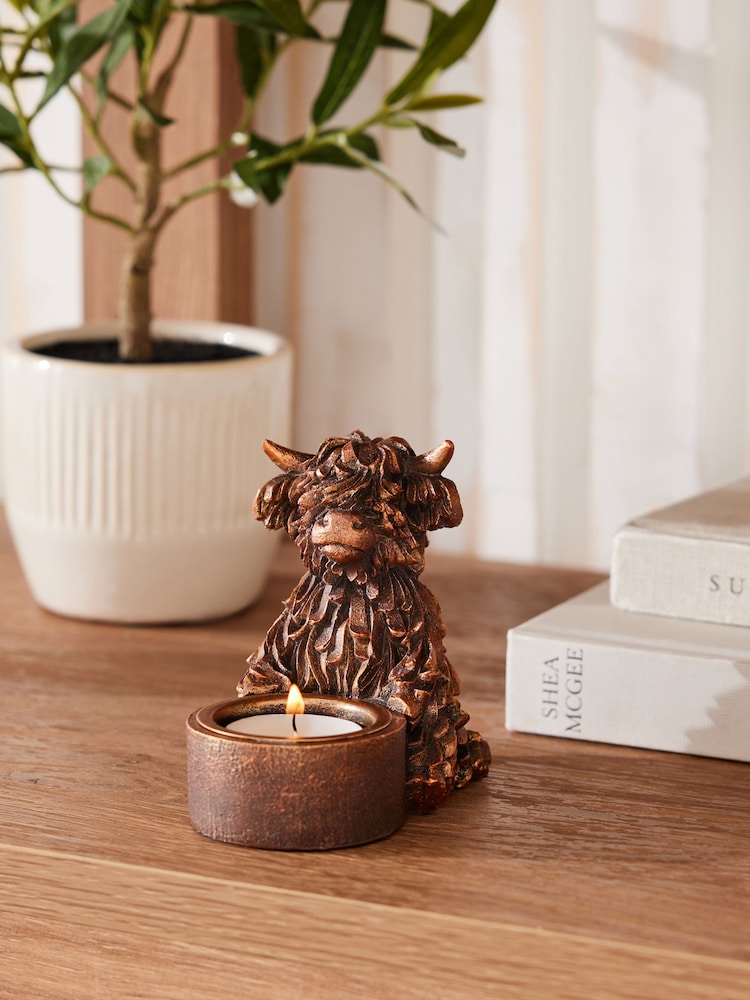 Bronze Hamish The Highland Cow Tea Light Candle Holder - Image 1 of 6