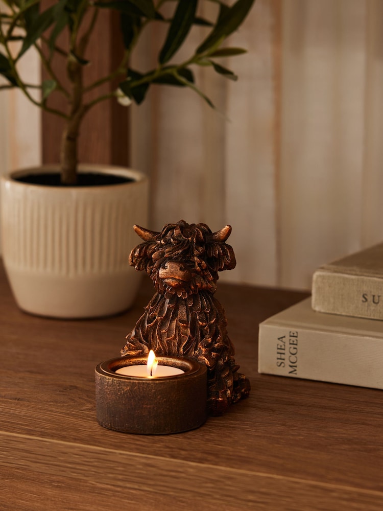 Bronze Hamish The Highland Cow Tea Light Candle Holder - Image 2 of 6