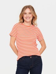 Saint Tropez Orange Aster Short Sleeve Stripe T-Shirt - Image 1 of 6