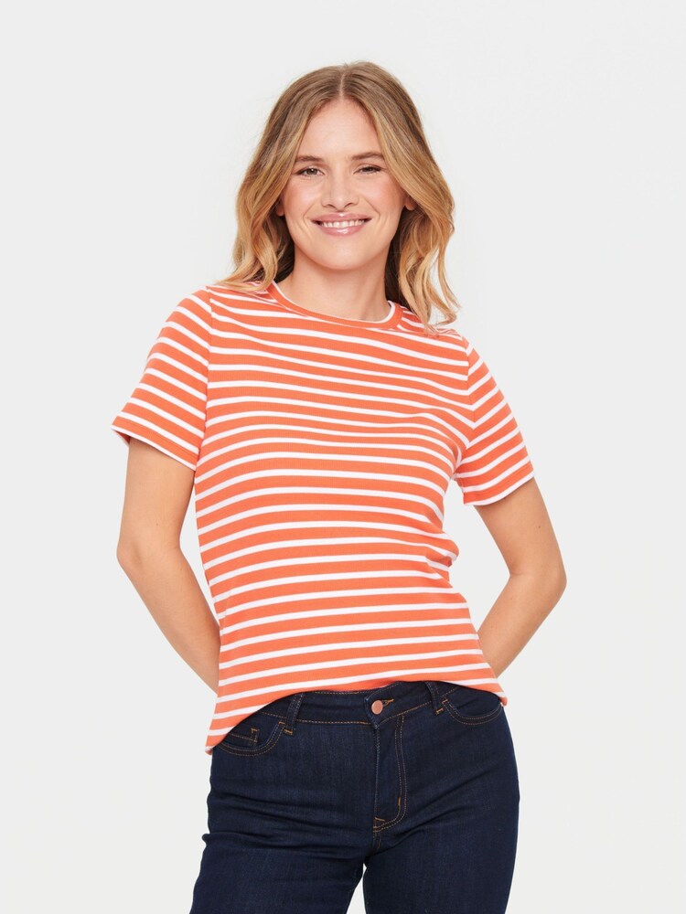 Saint Tropez Orange Aster Short Sleeve Stripe T-Shirt - Image 1 of 6