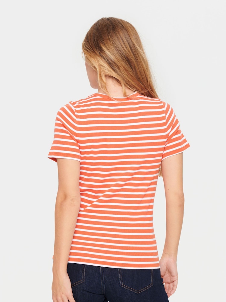 Saint Tropez Orange Aster Short Sleeve Stripe T-Shirt - Image 2 of 6