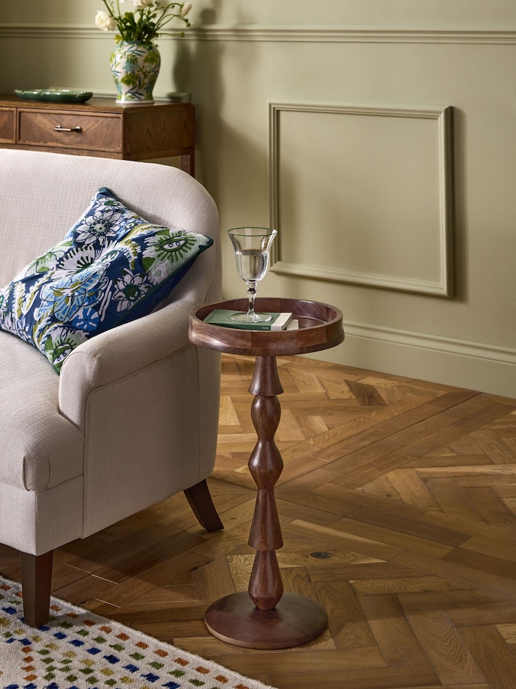 Nina Campbell Dark Mango Wood Gambit Side Table - Image 1 of 4