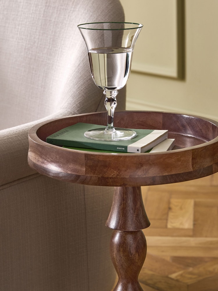 Nina Campbell Dark Mango Wood Gambit Side Table - Image 2 of 4 Nina Campbell Dark Mango Wood Gambit Side Table - Image 2 of 4