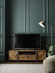 Dark Bronx Chevron Oak Effect Up to 55 inch Slim TV Unit - Image 1 of 12