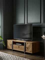 Dark Bronx Chevron Oak Effect Up to 55 inch Slim TV Unit - Image 3 of 12