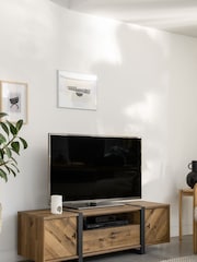 Dark Bronx Chevron Oak Effect Up to 55 inch Slim TV Unit - Image 4 of 12