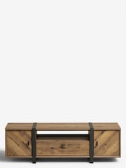 Dark Bronx Chevron Oak Effect Up to 55 inch Slim TV Unit - Image 8 of 12