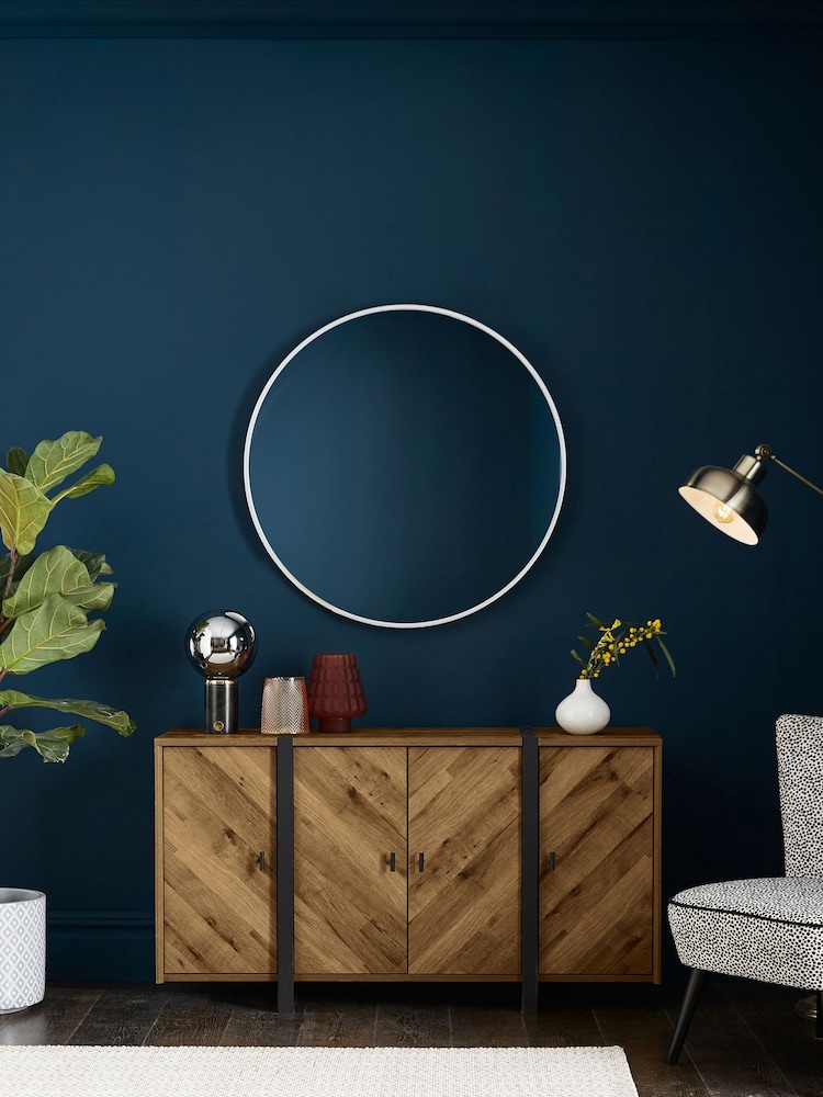 Dark Bronx Chevron Oak Effect Large Small Sideboard - Image 1 of 11