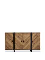 Dark Bronx Chevron Oak Effect Large Small Sideboard - Image 5 of 11