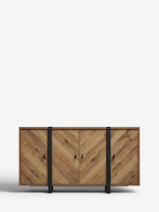 Dark Bronx Chevron Oak Effect Large Small Sideboard - Image 6 of 11