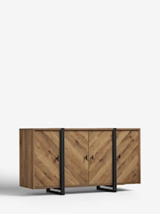 Dark Bronx Chevron Oak Effect Large Small Sideboard - Image 7 of 11