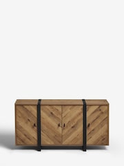 Dark Bronx Chevron Oak Effect Large Small Sideboard - Image 8 of 11
