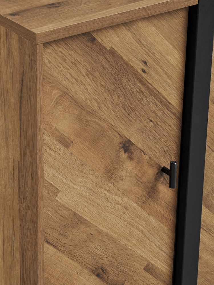 Dark Bronx Chevron Oak Effect Large Small Sideboard - Image 8 of 8