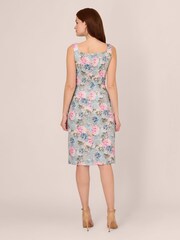 Adrianna Papell Blue Floral Matelasse Dress - Image 2 of 7