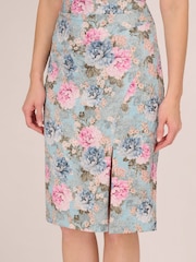 Adrianna Papell Blue Floral Matelasse Dress - Image 5 of 7