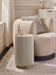 Light Grey Valencia Marble and Mango Wood Side Table - Image 1 of 7