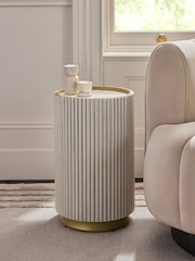 Light Grey Valencia Marble and Mango Wood Side Table - Image 2 of 7