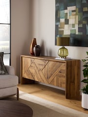 Dark Bronx Marquetry Oak Effect Large Sideboard - Image 1 of 10